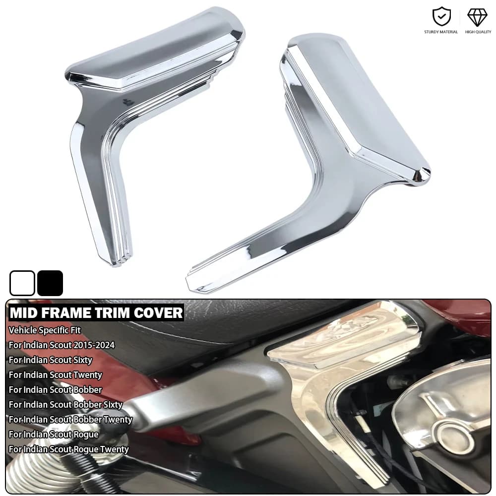 Autocollant chromé de carénage latéral de revêtement d'habillage de cadre central de moto-noir/Chrome adapté pour Indian Scout Bobber soixante 2015 – 2024