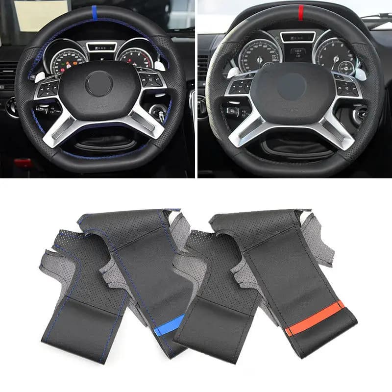Garniture de couverture de volant intérieur de voiture en cuir perforé, pour Mercedes Benz C E M/ML GL GLS G classe W204 W212 W166 X166 W463