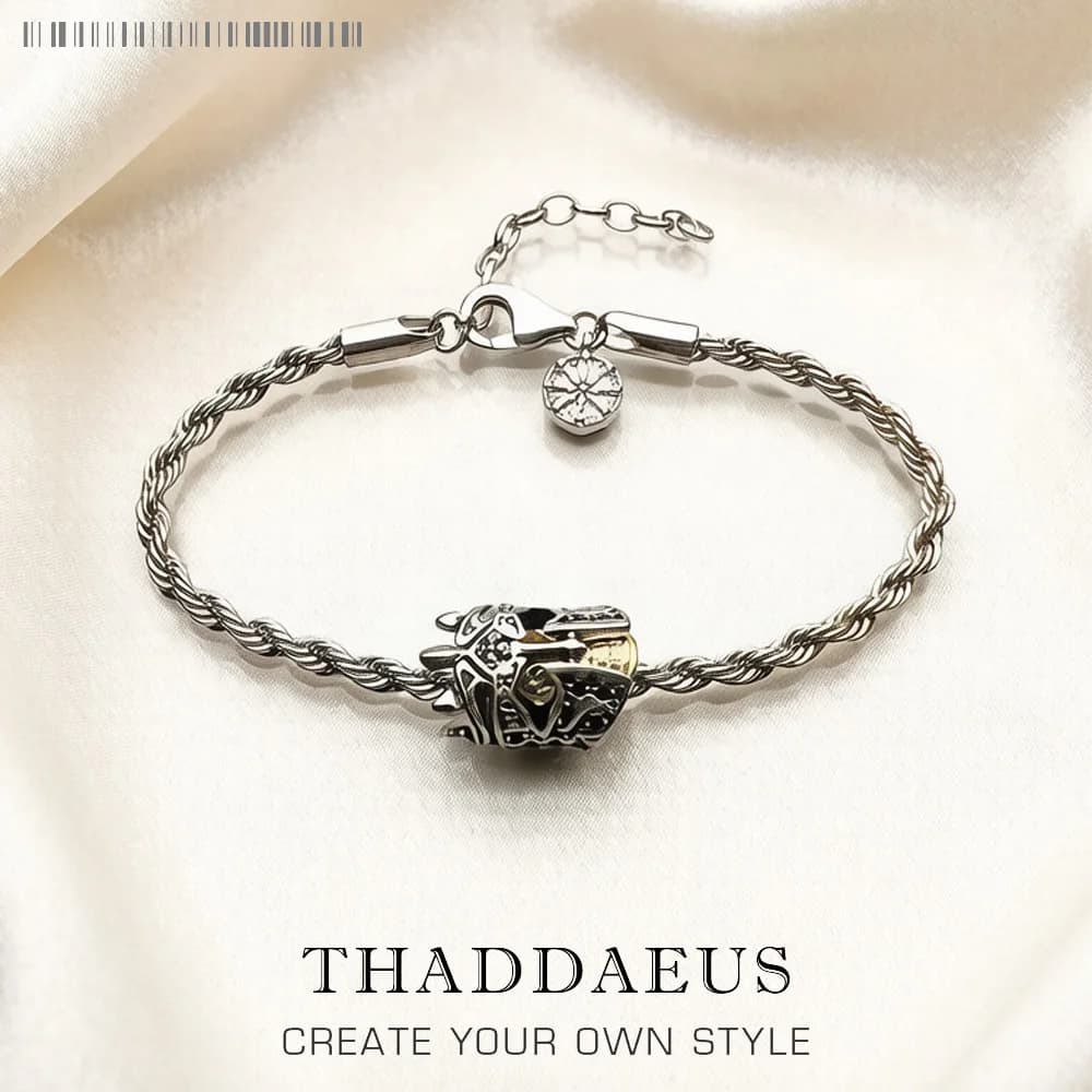 Bracelet chaîne en fil de roue Skull Knight Karma pour femmes et hommes, en argent Sterling 925, flambant neuf, cadeaux de fête d'été