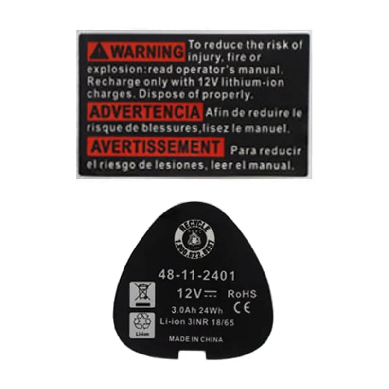 Étiquette de batterie Ion Eddie, autocollant pour Milwaukee, M12, 3X18650, 3,0 Ah, 12V, 48, 11, 2411, 10.8V