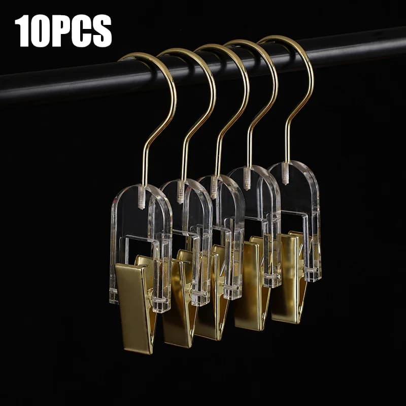 10 pièces crochet Transparent cintre de rangement pour vêtements crochet magasin de vêtements garde-robe acrylique or soutien-gorge pince de rangement chaussettes écharpe crochets