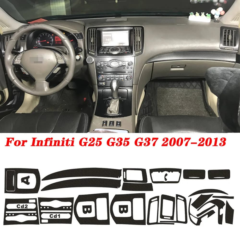 Autocollants en vinyle auto-adhésif en Fiber de carbone pour Infiniti G25 G35 G37 2010 – 2017, coupe 2 portes, accessoires de style automobile