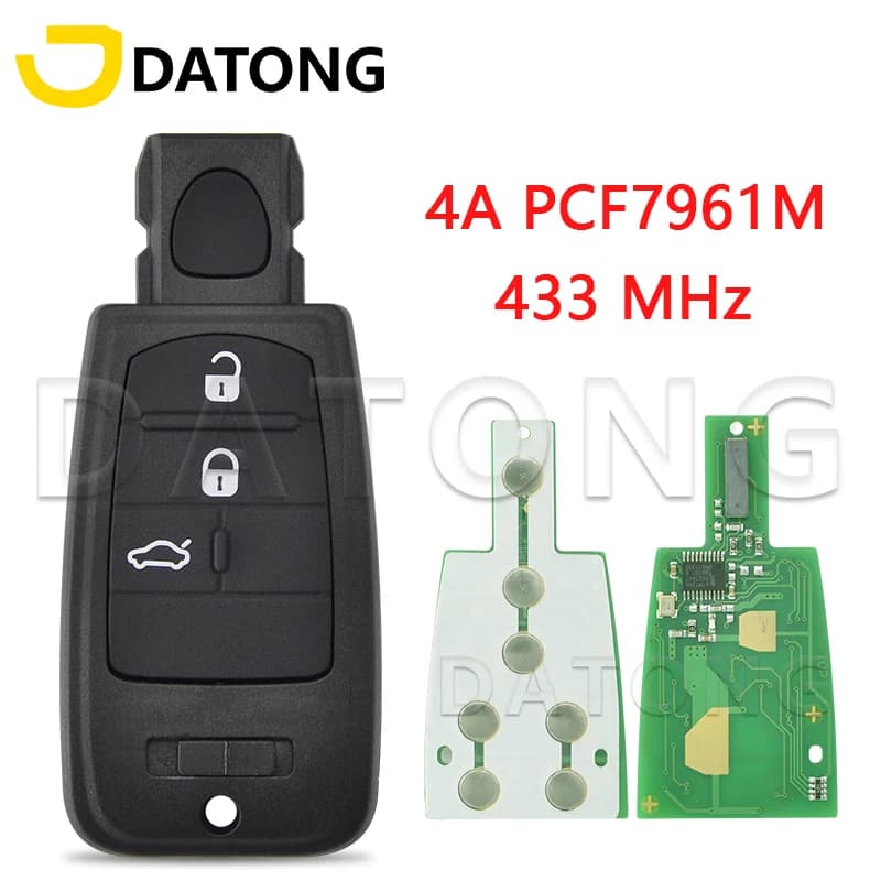 Datong World-Clé de voiture télécommandée, carte à puce pour Fiat 500, KrasnoPunto, Bravo, Ducato, Stilo, Tipo, Viaggio, Kantimo, 4A, PCF7961, 433MHz