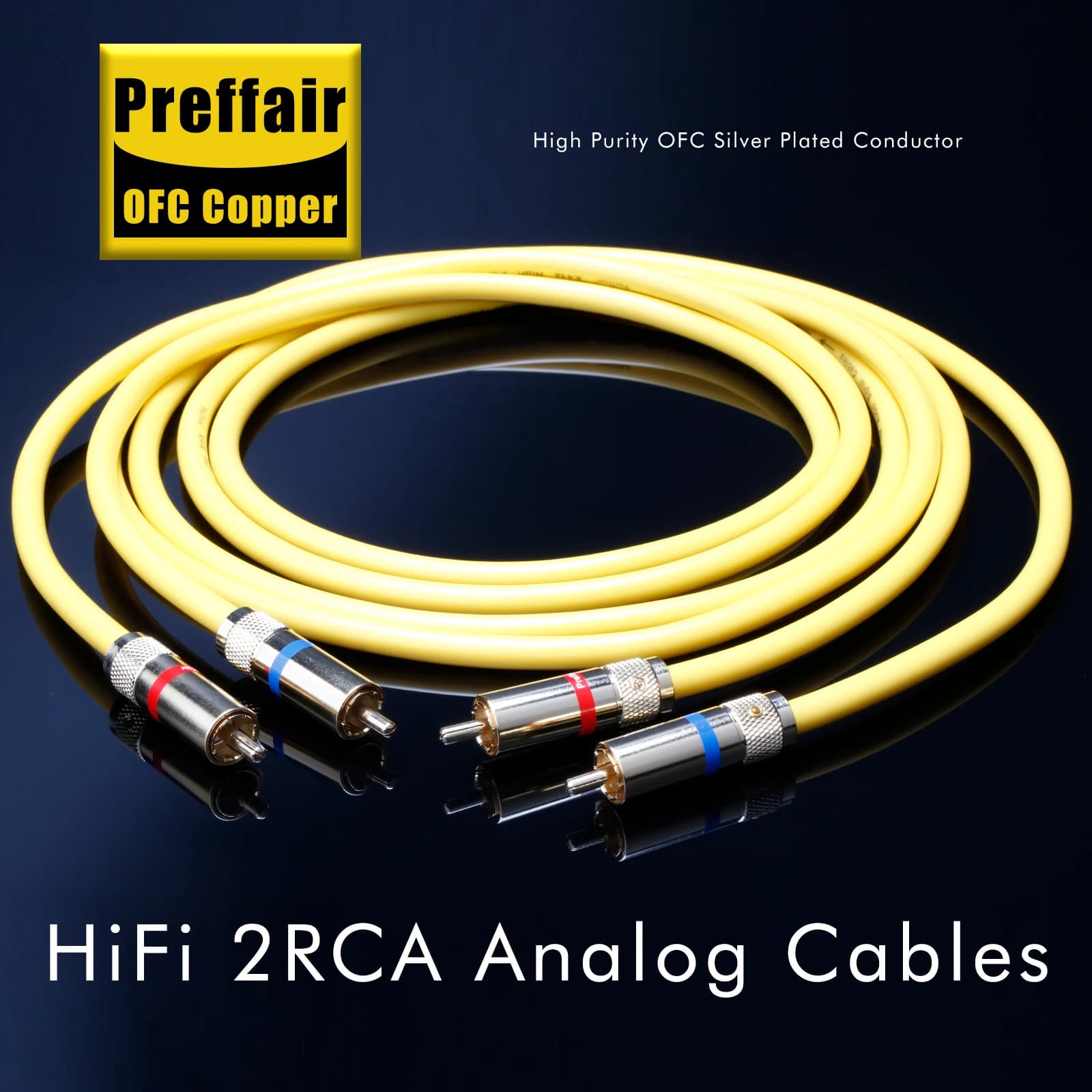 Câble Hifi Rca OFC, fil Audio plaqué argent, rallonge RCA vers RCA, câble de Signal d'interconnexion avec prise RCA plaquée or