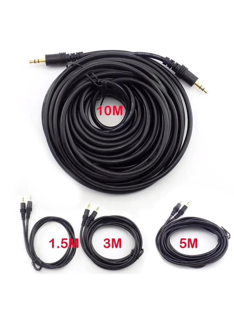Câble d'extension audio stéréo auxiliaire AV mâle-mâle 3,5 mm 1,5/3/5/10 m pour haut-parleur, TV, ordinateur, ordinateur portable, lecteur