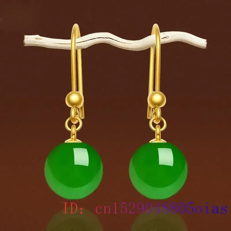 Boucles d'oreilles en perles de Jade pour femmes, bijoux en calcédoine naturelle, cadeaux porte-bonheur, amulette, pierres précieuses, mode vert