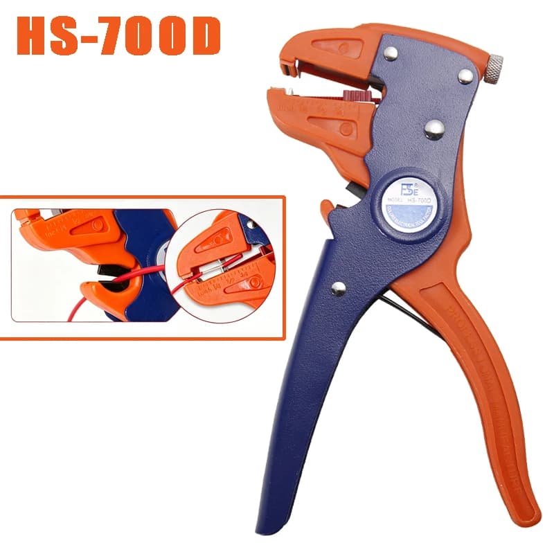 Dénudeur de fil automatique HS-700D 0,25-6mm2 2-en-1 Pince à dénuder et couper avec ressort de tension réglable et ouverture automatique pour électricien