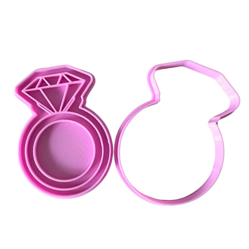 Moule en plastique en silicone pour décoration de gâteau, timbre d'anneau de mariage, gaufreur, coupe-pâte à sucre, outils de cuisson, 3 po