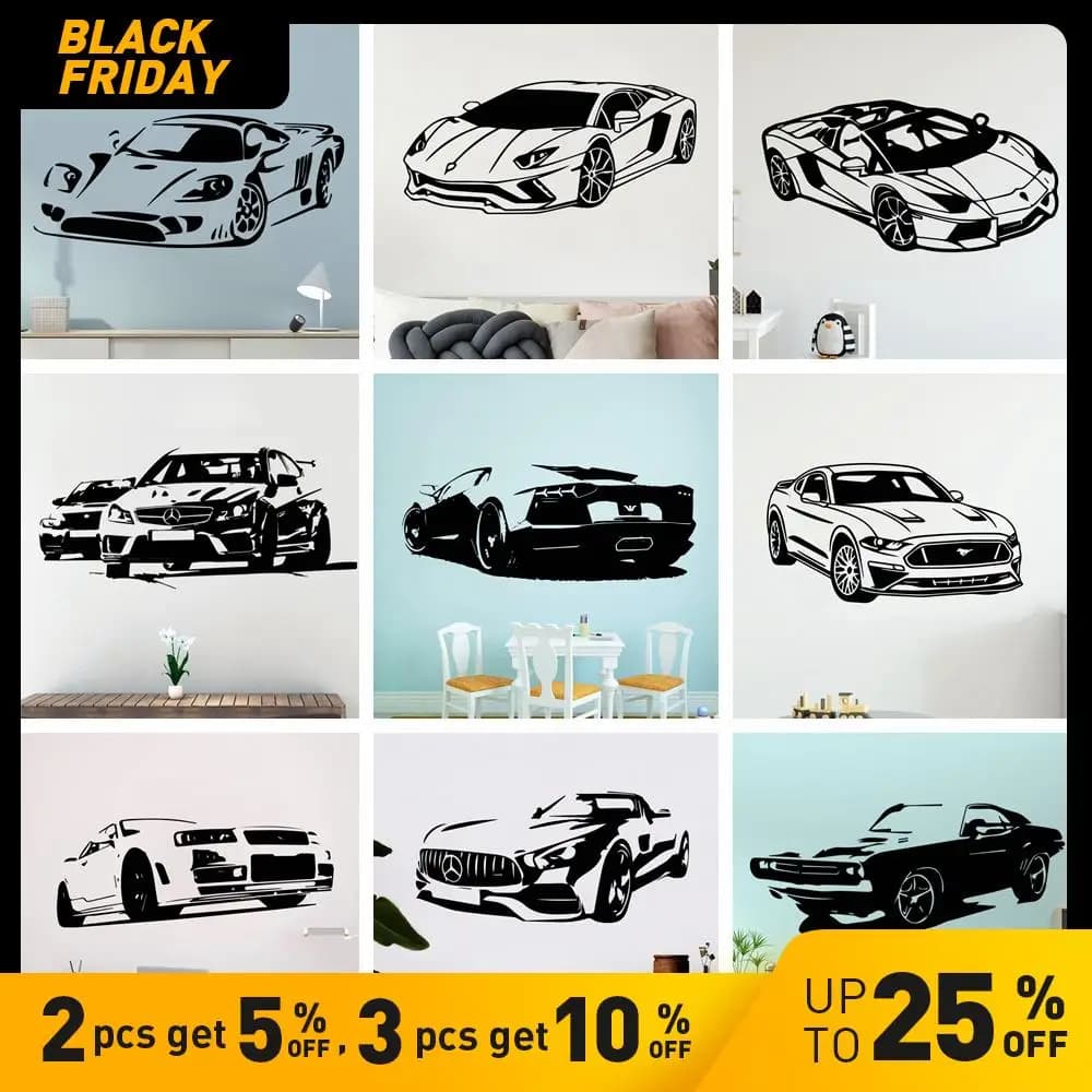 Autocollant mural en vinyle pour voiture de Sport moderne, décoration murale pour salon, chambre à coucher, sparadrap d'art mural pour la maison