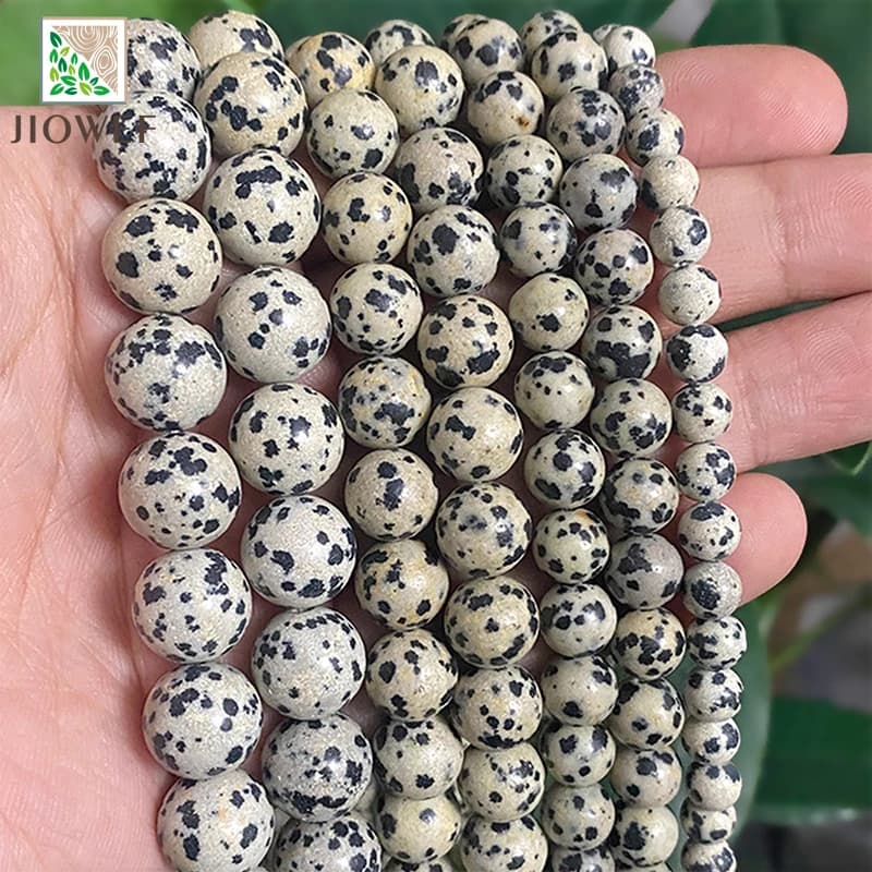 Perles rondes en jaspe Dalmation, pierre naturelle pour la fabrication de bijoux, accessoires de Bracelet, fil de 15 pouces, 4/6/8/10/12/14mm