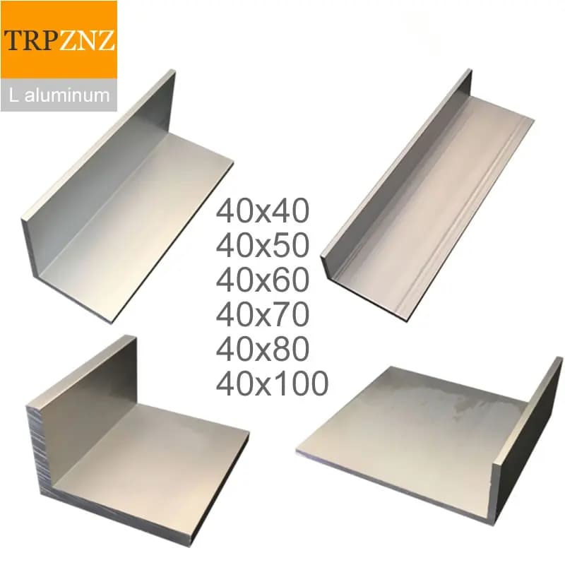 Profilé en L en aluminium 6063 à angle droit 40x40 40x50 40x60 40x80 40x100mm, profil triangulaire en alliage d'aluminium pour bordure