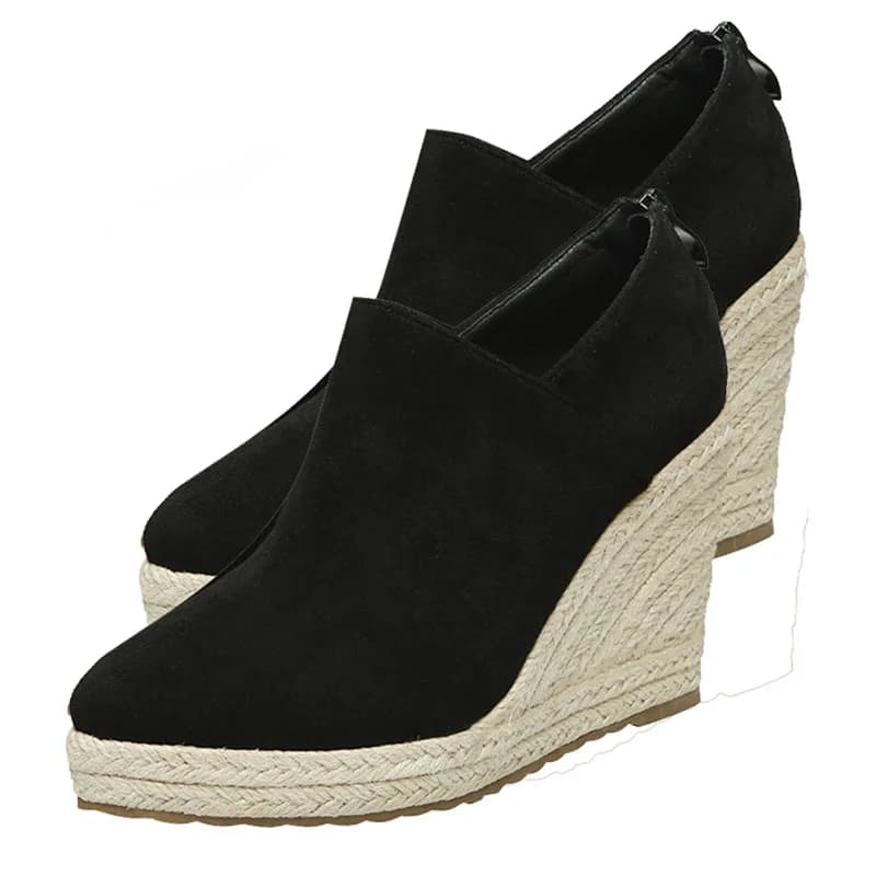 LIHUAMAO, chaussures à talons hauts pour femmes, espadrilles, chaussures décontractées en daim, escarpins, chaussures à plateforme, bout pointu, fermeture à glissière, antidérapantes, confortables.