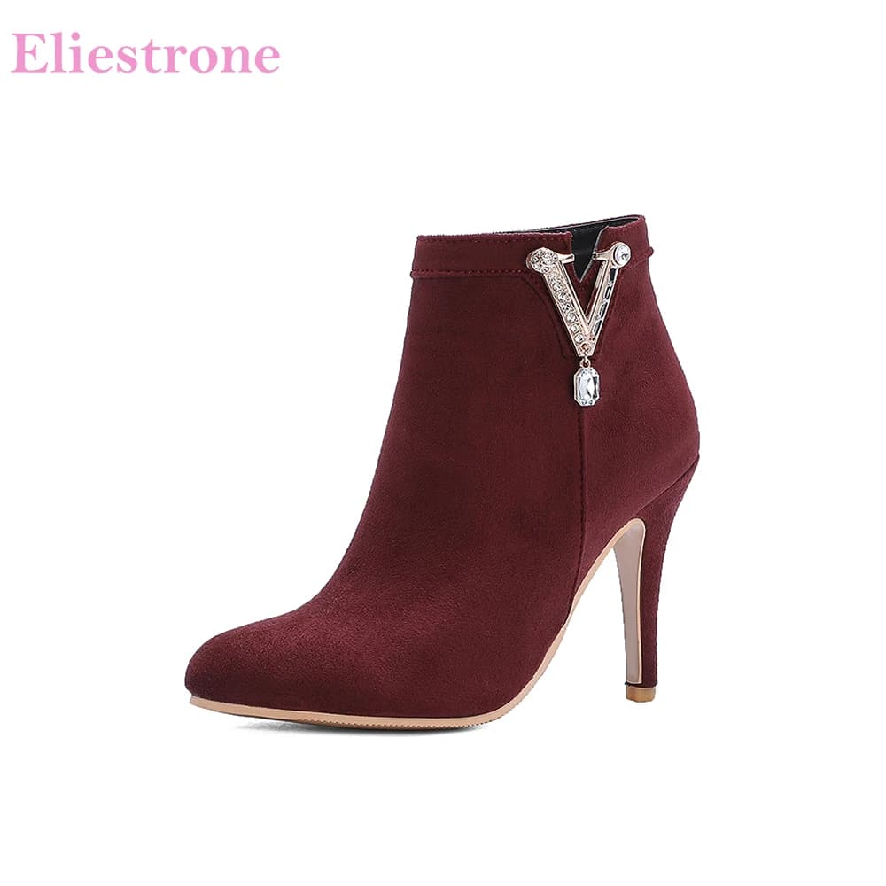 Bottines d'hiver confortables pour femmes, chaussures de soirée Sexy à talons hauts, grande taille 11 32 45 48