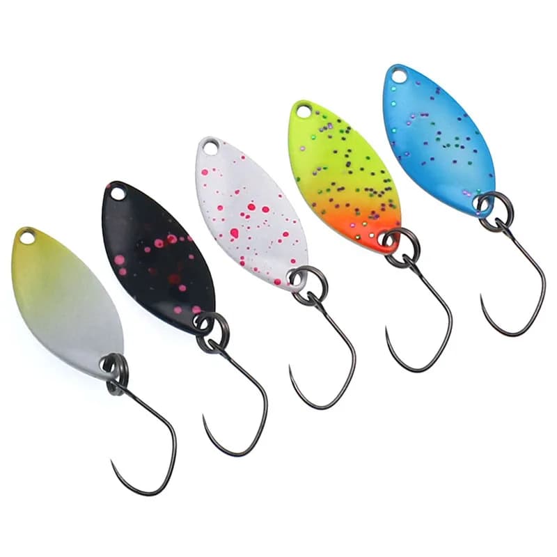 5 pièces/lot, 1,4 g/24 mm, leurre de pêche en forme de cuillère métallique, appâts durs, sequins multicolores, hameçon simple, leurre pour truite, matériel de pêche.