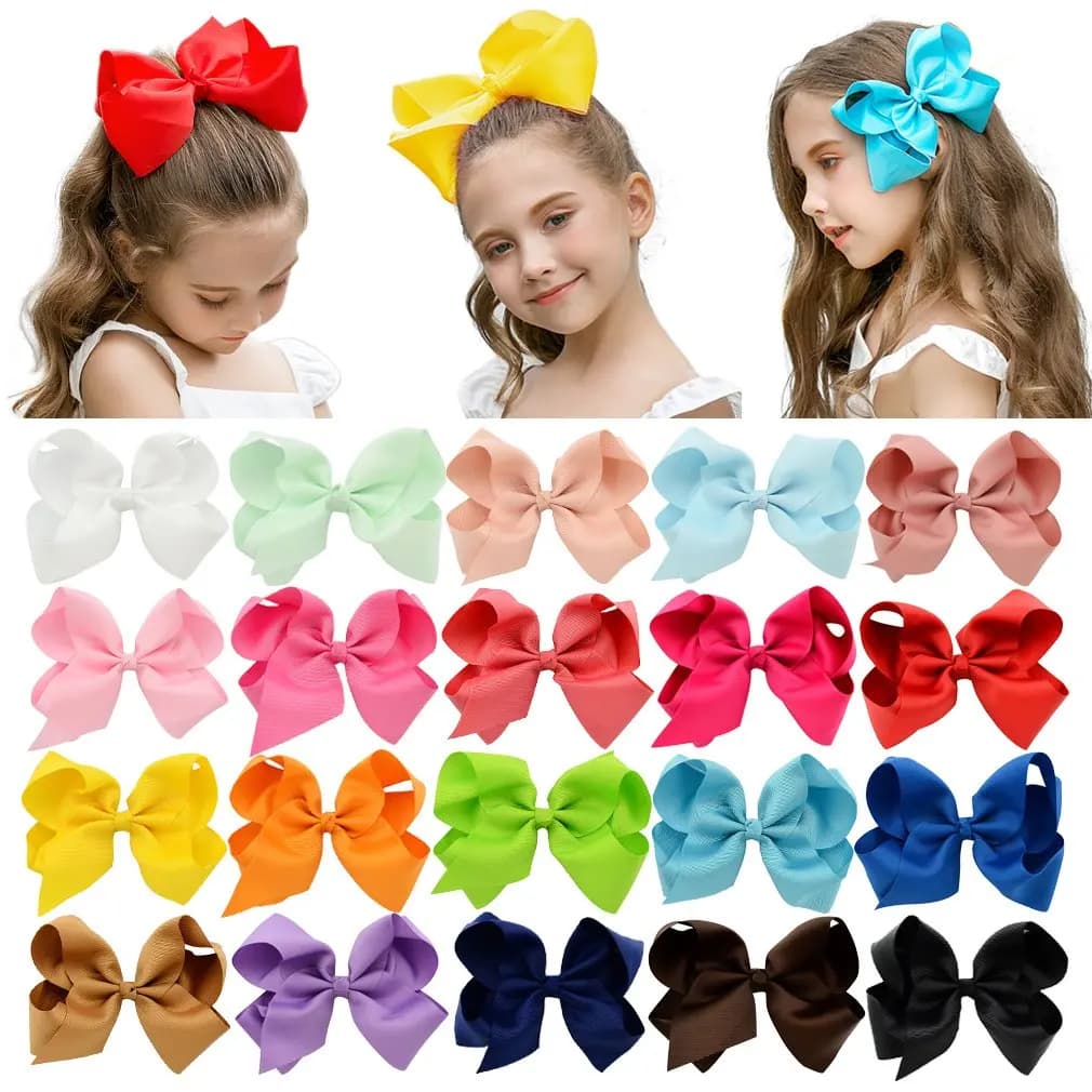 Pinces à cheveux avec ruban gros-grain, 40 couleurs, 6 pouces, couleurs unies, pour filles mignonnes, grandes épingles à cheveux, Barrettes Boutique, accessoires pour enfants, 1 pièce
