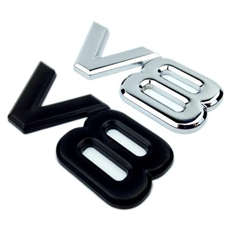 Auto alliage métallique 3D V8 Logo moteur déplacement coffre arrière voiture Badge décalcomanie Chrome V8 côté aile emblème autocollant voiture style