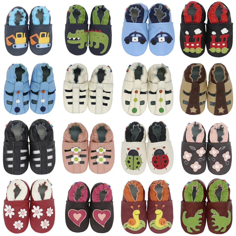 001Carozoo nouveau-né bébé chaussures filles pantoufles doux en cuir de vache sandales garçons premiers marcheurs baskets chaussette chaussures