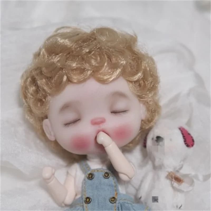 Perruque de simulation pour poupée BJD, adaptée aux poupées de taille 1/8, en soie de lait, style Fashion Sunshine and Cool in Roll, pour hommes et femmes, brun foncé doré