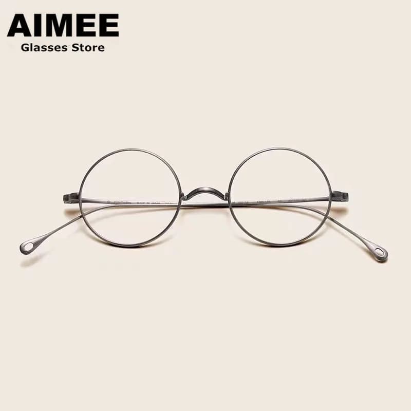 Petites lunettes rondes classiques faites à la main japonaises pour hommes et femmes, monture en titane ultralégère, lunettes de myopie, sans coussin de nez