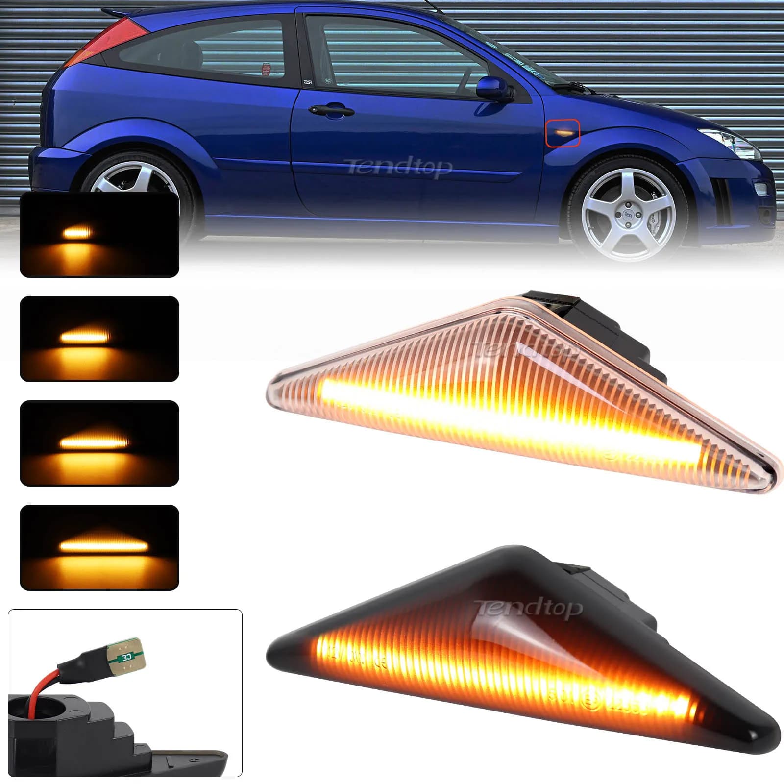 2 pièces LED clignotant dynamique clignotant indicateur latéral clignotant pour Ford Focus MK1 1998-2004 Mondeo MK3 Falcon FG XR6
