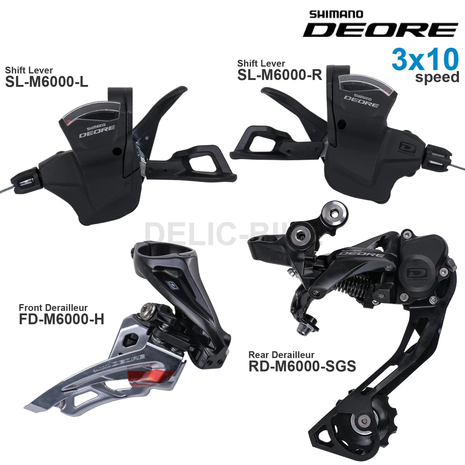 Groupe SHIMANO DEORE M6000 3x10v avec manette de vitesses SL-M6000, dérailleur avant FD-M6000, dérailleur arrière M611 RD-M6000, 3x10 vitesses, pièces d'origine