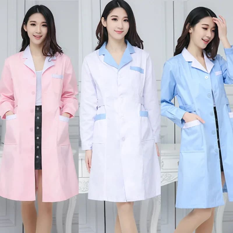 Manteau blanc à longues manches pour femme, vêtement de laboratoire pour infirmières, vêtements de travail d'été pour salons de beauté et Spa