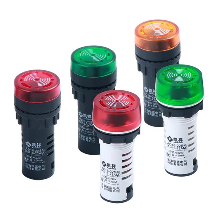 Buzzer 22mm/16mm Flash LED Alarme Indicateur Lumineux Signal Lampe Flashmetal Buzzer DC12V DC24V AC 220V AD16-22SM Sonore Intermittente