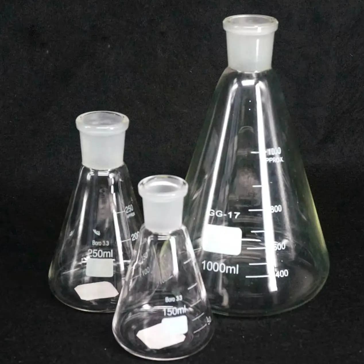 Flacon conique en verre Borosilicate de 500ml, 1000ml, 2000ml, 3000ml, 5000ml, 19/26 ml, 24/29, 29/32