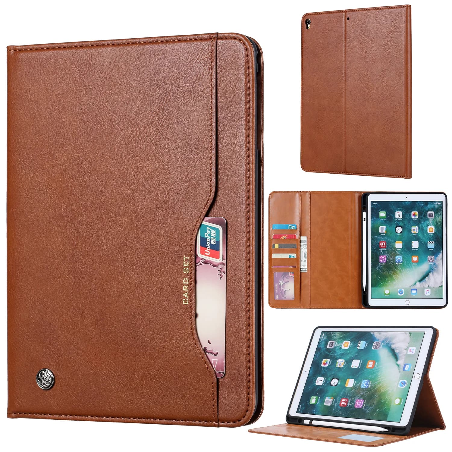 Étui à rabat en Faux cuir pour iPad 10.2 7e 8e 2019 2020 Air 2 3 4 4e Pro 9.7 10.5 11 5e 6e 2017 2018, coque de tablette d'affaires intelligente
