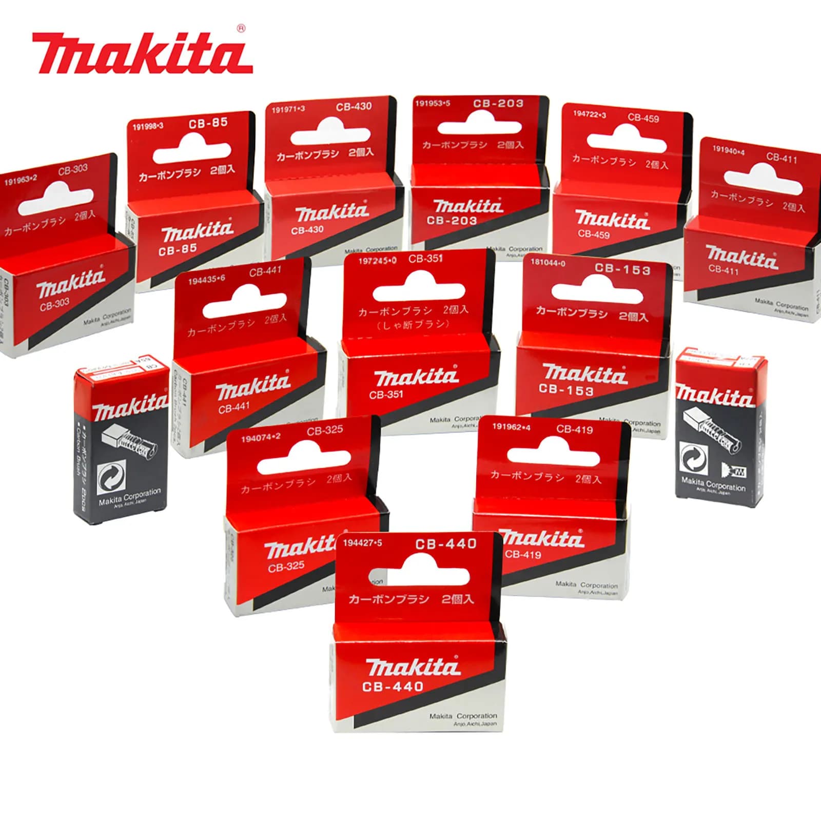 Brosses en carbone originales Makita pour outils électriques Makita, perceuses, meuleuses, scies, raboteuses, marteaux CB153 303 325 351 440 419 459 327A 65