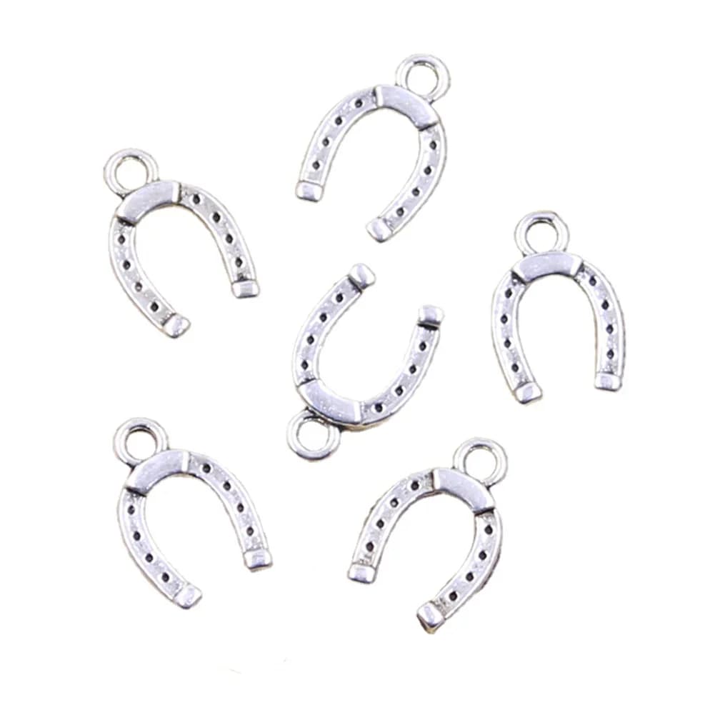 30 pièces breloques chanceux fer à cheval bonne chance Talisman 14x9mm Antique couleur argent pendentifs faisant bricolage à la main tibétain trouver des bijoux