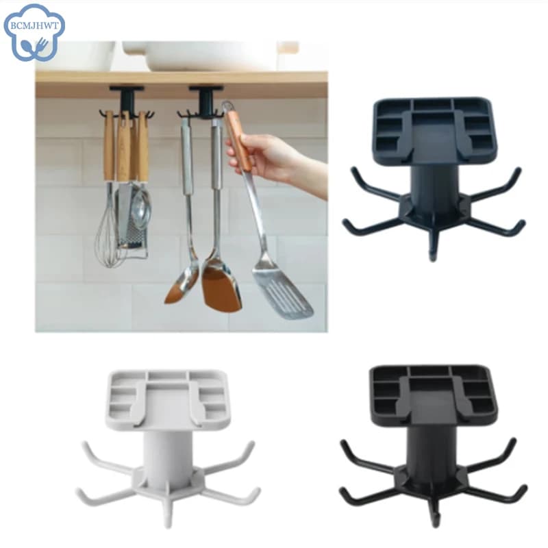 Organisateur de crochets de cuisine ABS, crochets polyvalents sans poinçon, crochet de cuisine rotatif à 360 degrés, support d'armoire de rangement à domicile