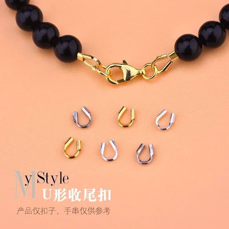 Accessoires de boucle de collier en argent regardé S925, boucle en forme de U, boucle de fermeture, ficelle de bricolage faite à la main, accès aux perles, 10 pièces