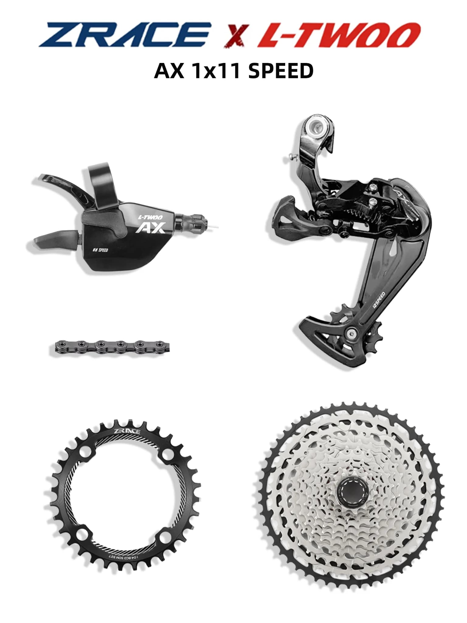 LTWOO AX11 11 vitesses, levier de dérailleur + dérailleur arrière 11s + cassette ZRACE 52T / plateaux + chaîne SUMC S11, PCR BEYOND M7000