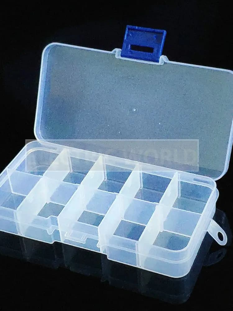Boîte en plastique 10 grilles, conteneur organisateur de perles, compartiment pratique réglable bijoux boucle d'oreille vis, étui de rangement