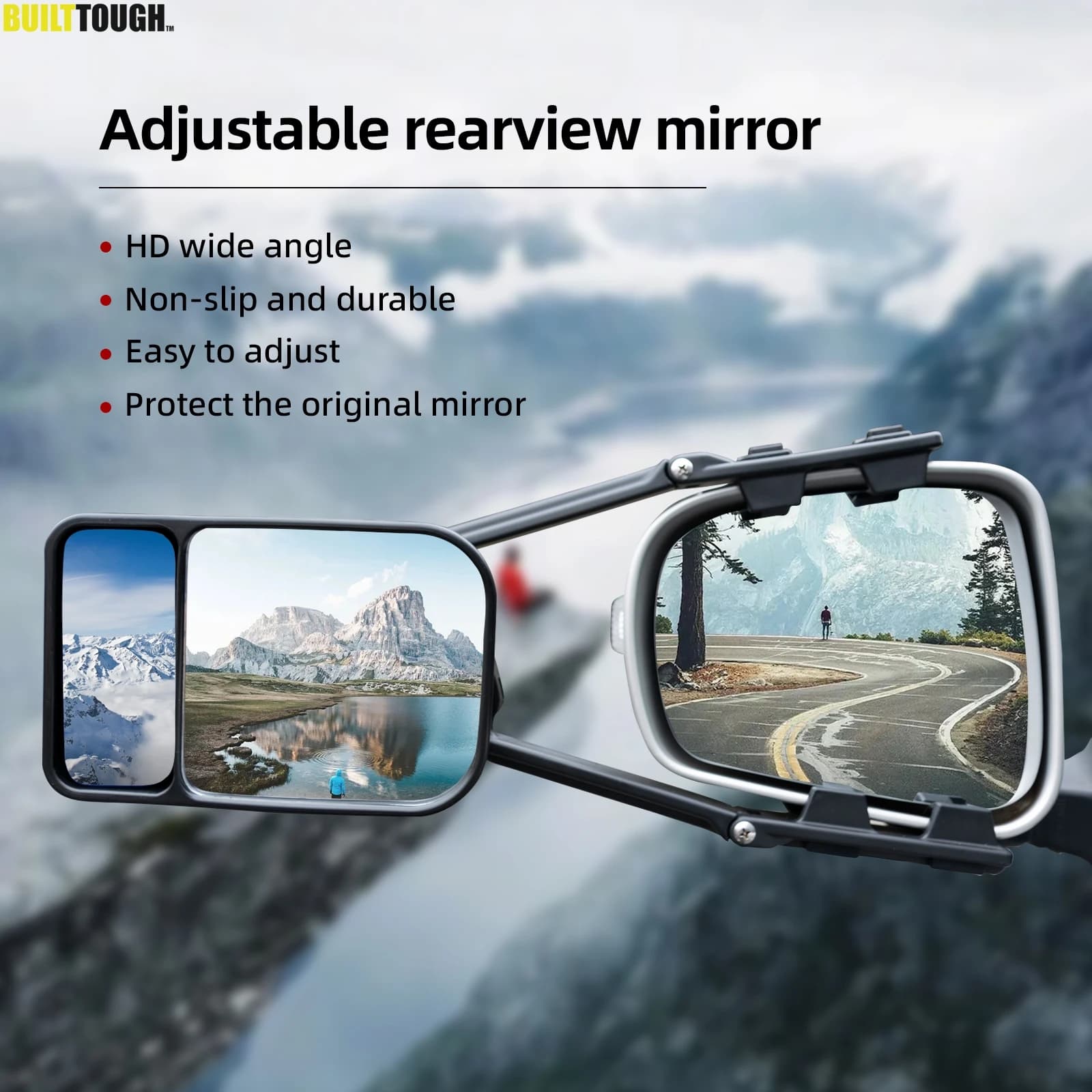 Extension de rétroviseur de voiture, rétroviseur de remorque, miroir de remorquage réglable à Clip, Extension de SUV, rétroviseur à double vue latérale