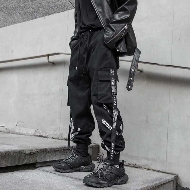 Techwear – pantalon Cargo pour homme, Streetwear, Hip Hop, jogging, ruban, poches, sarouel