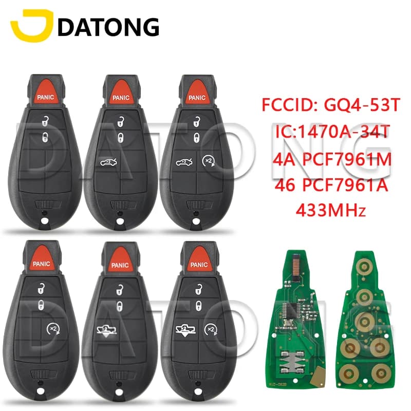 Datong World – clé de télécommande de voiture, pour Jeep Cherokee Sport KL Dodge RAM Chrysler Town Country 46/4A GQ4-53T, carte intelligente 433MHz