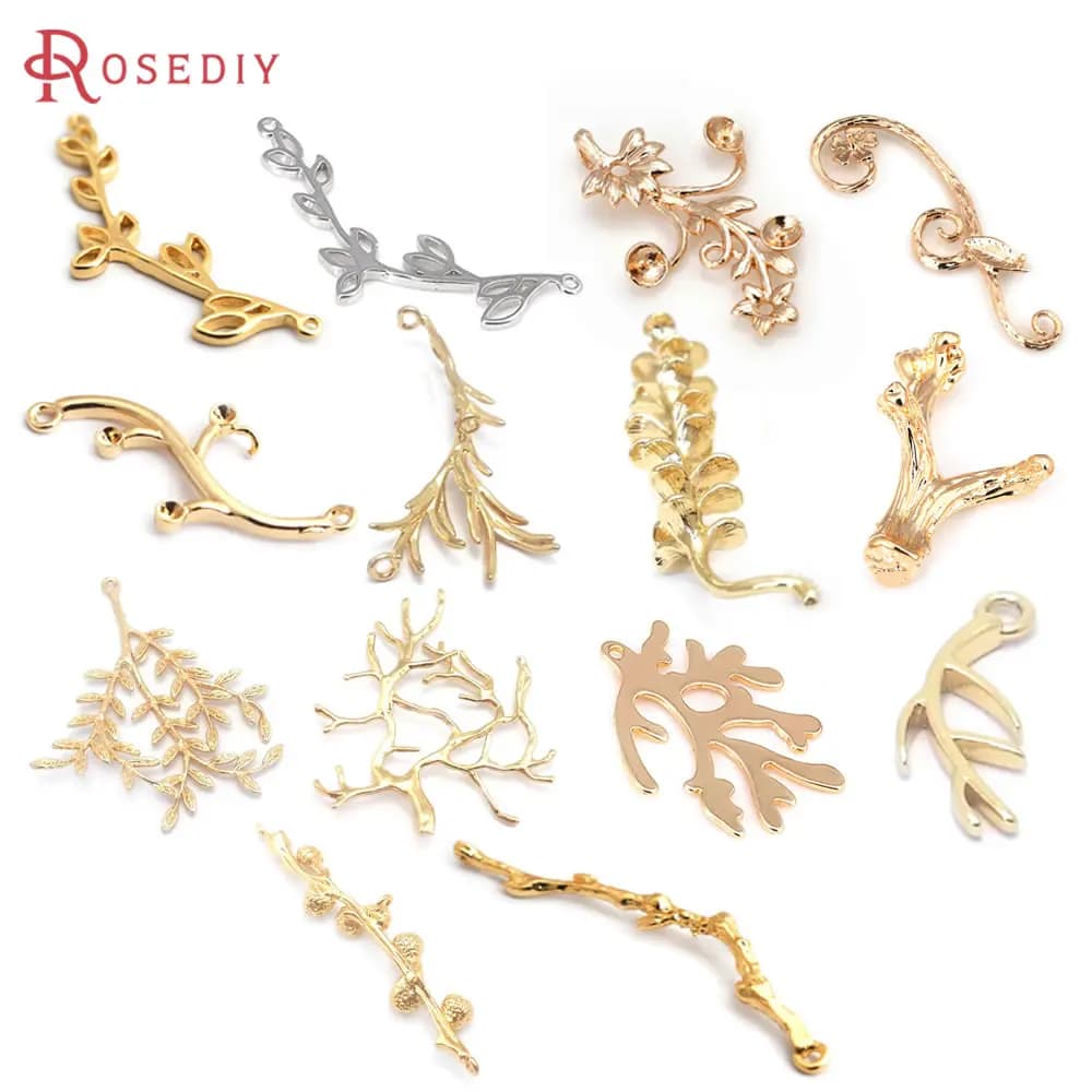 Breloques en forme de branche d'arbre en laiton couleur or 18 carats, pendentifs de haute qualité, fournitures de fabrication de bijoux, boucles d'oreilles, accessoires pour femmes