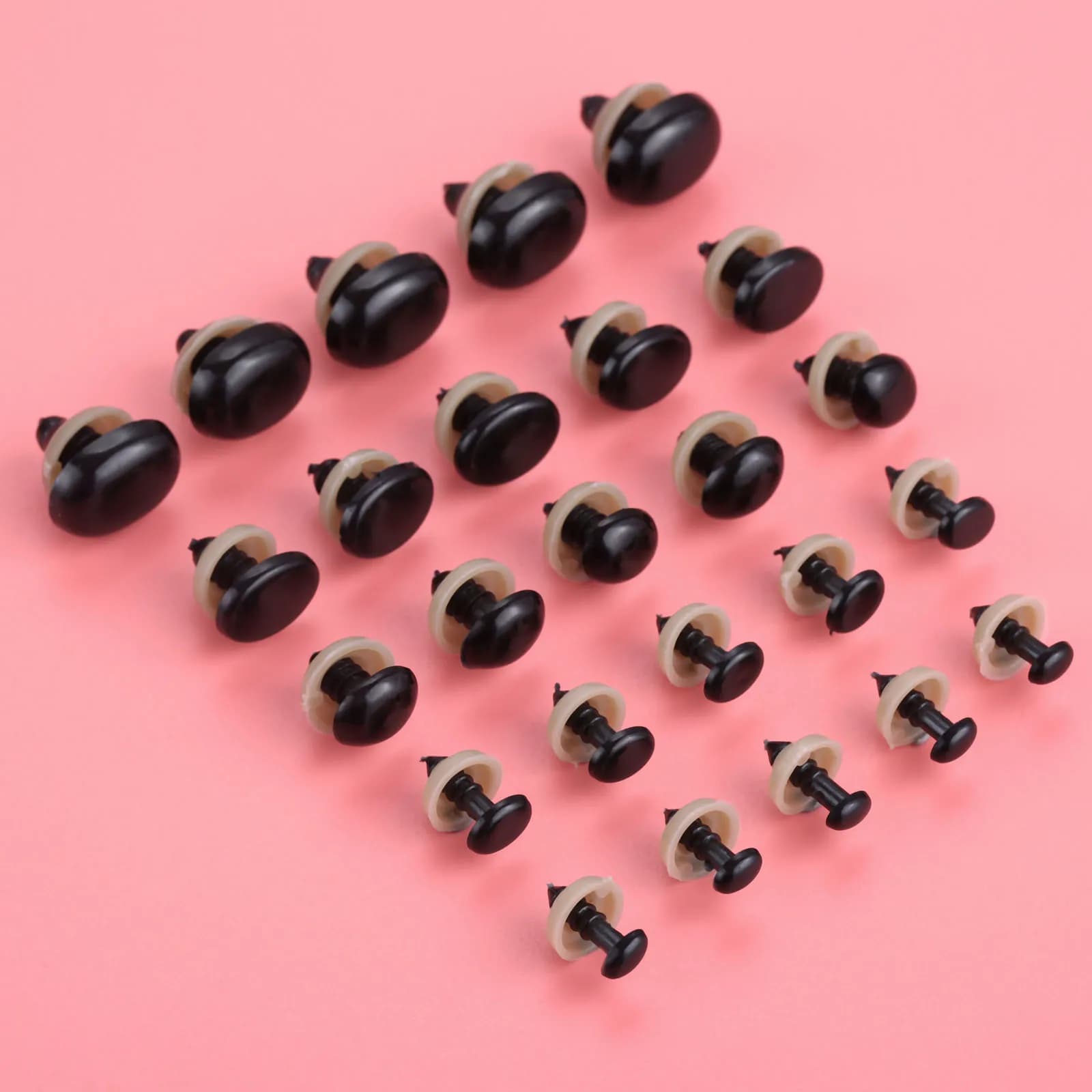 Accessoires de couture faits à la main, yeux de sécurité en plastique, nez + rondelles, poupée de marionnette ovale pour enfant, ours en peluche, Animal noir, bricolage, 40 pièces/20 pièces