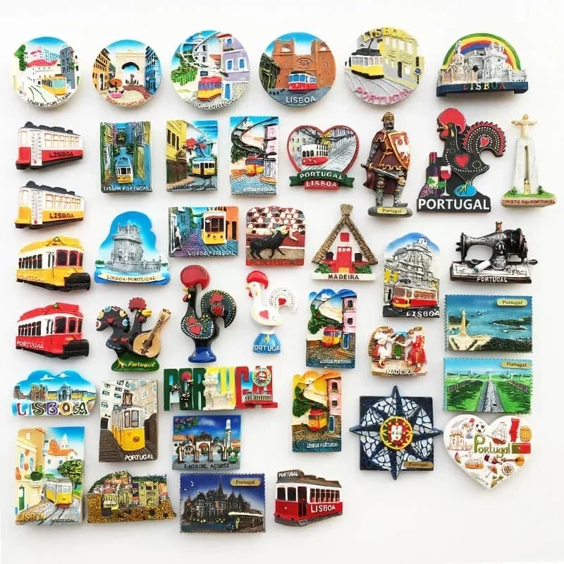 Aimants de réfrigérateur portugais Souvenir Lisbonne Tramway Madeira résine magnétique réfrigérateur autocollants Souvenir touristique décorations pour la maison