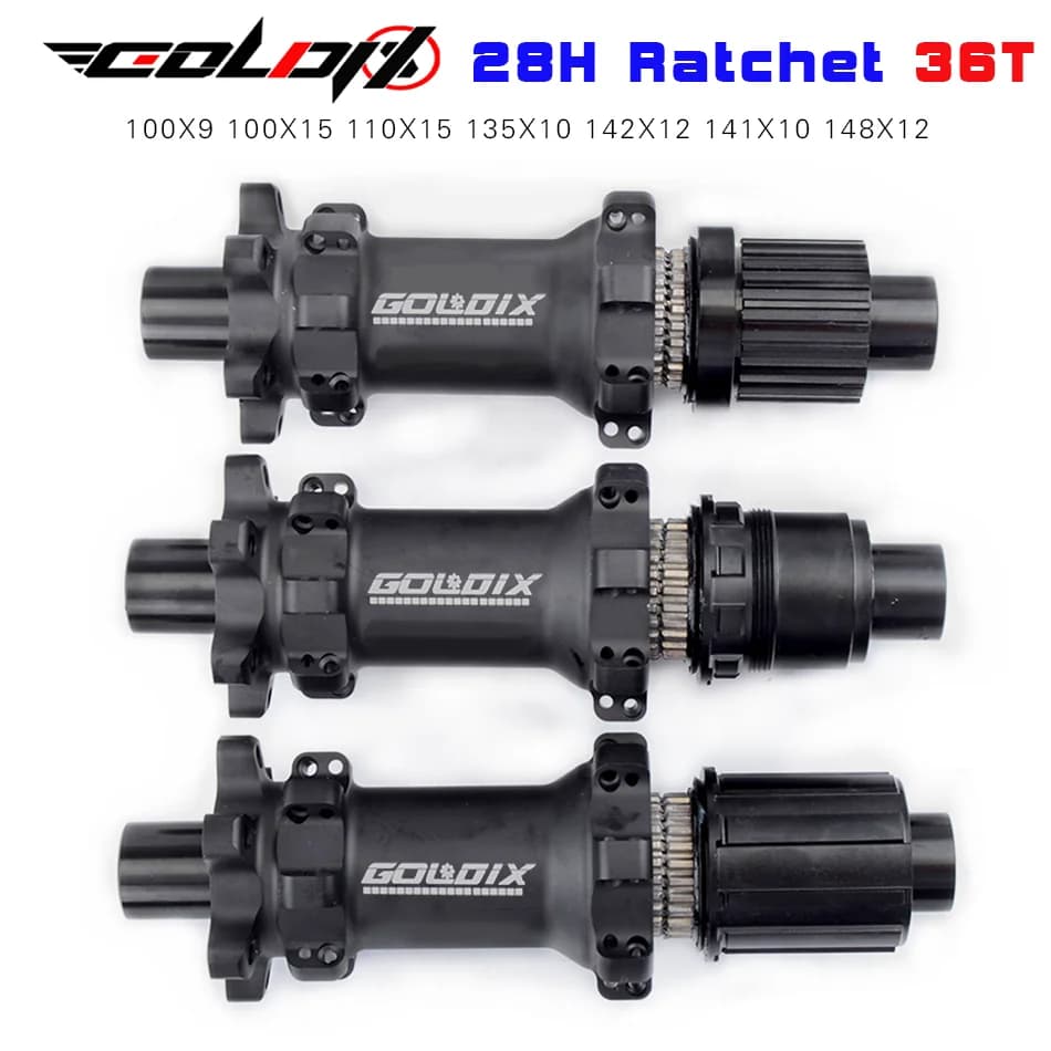 GOLDIX M370 Ensemble de moyeux VTT 28H Straight Pull 36T Ratchet HG XD MS Freehub Standard/Boost pour vélos de montagne avant et arrière 10-12 vitesses