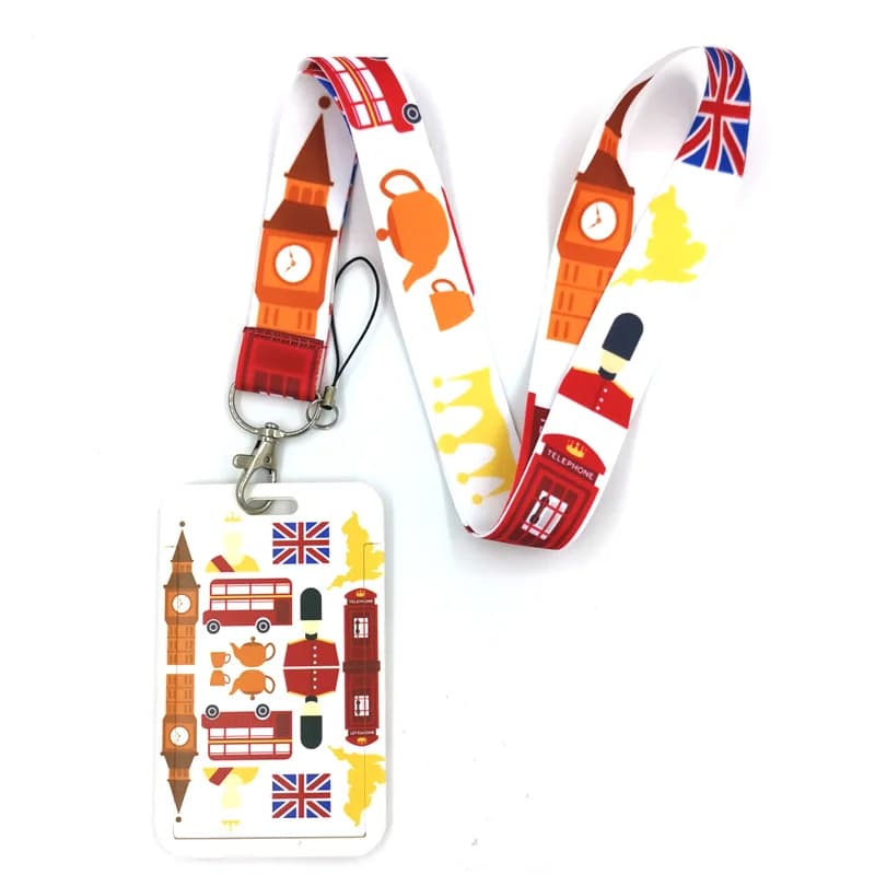 Porte-carte d'identité avec lanière pour Bus britannique, porte-carte de crédit, sac de voyage pour femmes, Badge, porte-clés de voiture, décorations