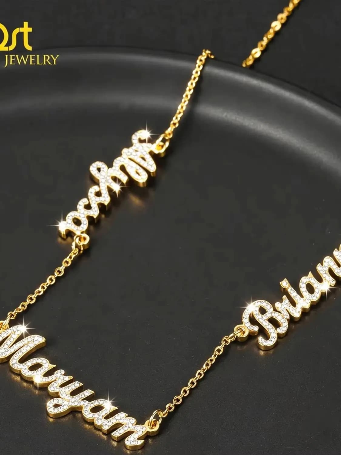 Collier personnalisé Qitian avec plusieurs noms de famille, serti de strass, en acier inoxydable, cadeau pour femme, bijoux