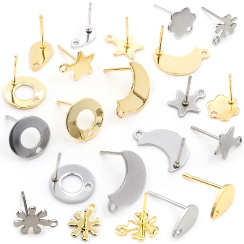 20 pcs/Lot 316 Acier Inoxydable Géométrique Étoiles Lune Boucle D'oreille Stud Messages Connecteur Pour Le BRICOLAGE Boucle D'oreille Fabrication de Bijoux Fournitures