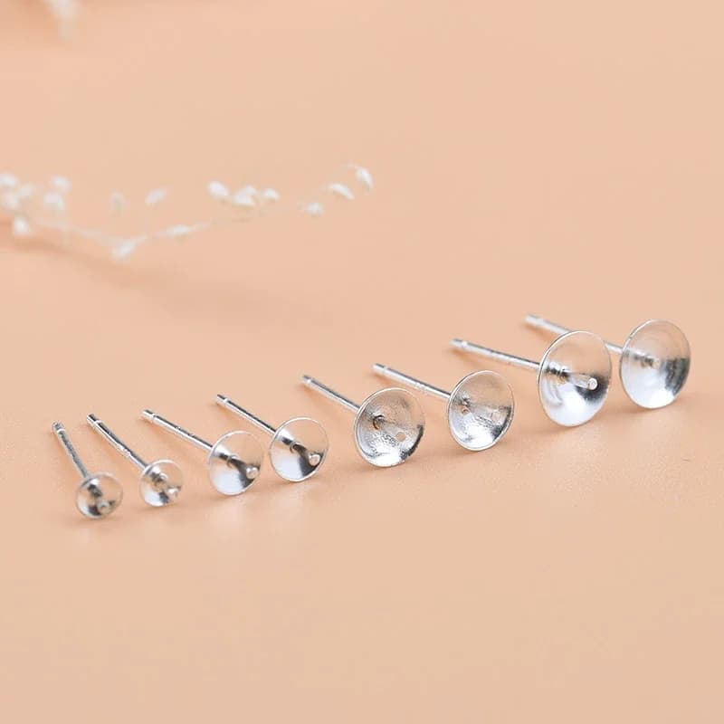 5 paires de boucles d'oreilles plateau semi-fini en argent sterling 925, matériaux de fabrication pour accessoires de bijoux pour femmes