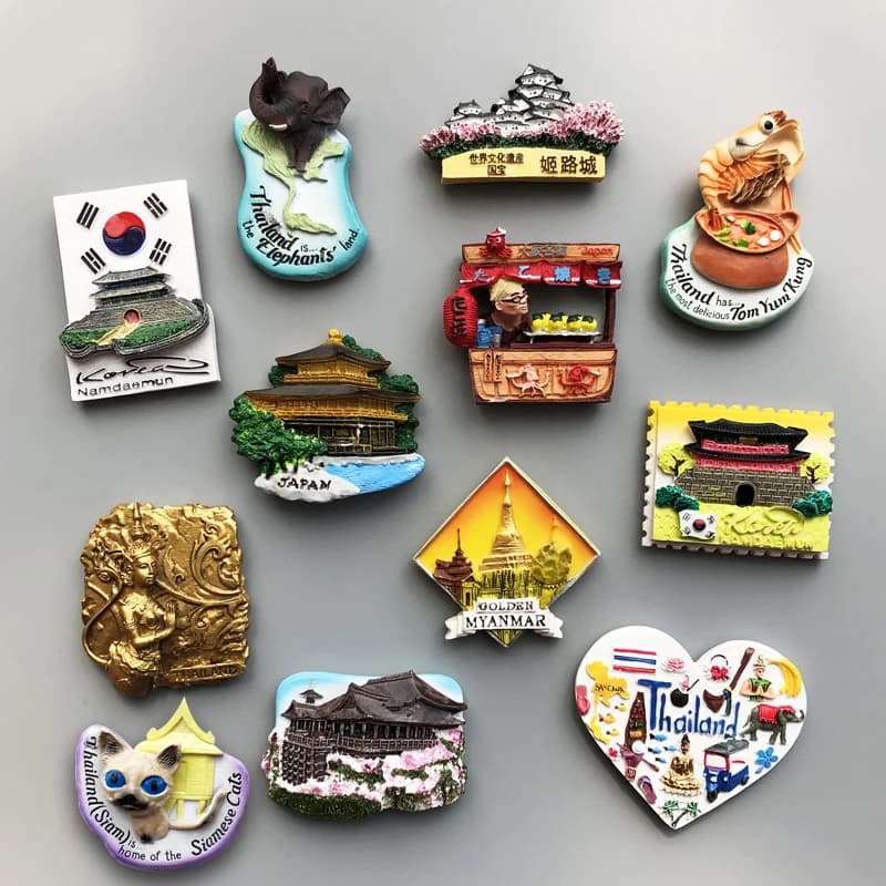 Aimants de réfrigérateur de pays France corée japon Kyoto thaïlande Myanmar aimant de réfrigérateur autocollant Souvenir de voyage mondial magnétique