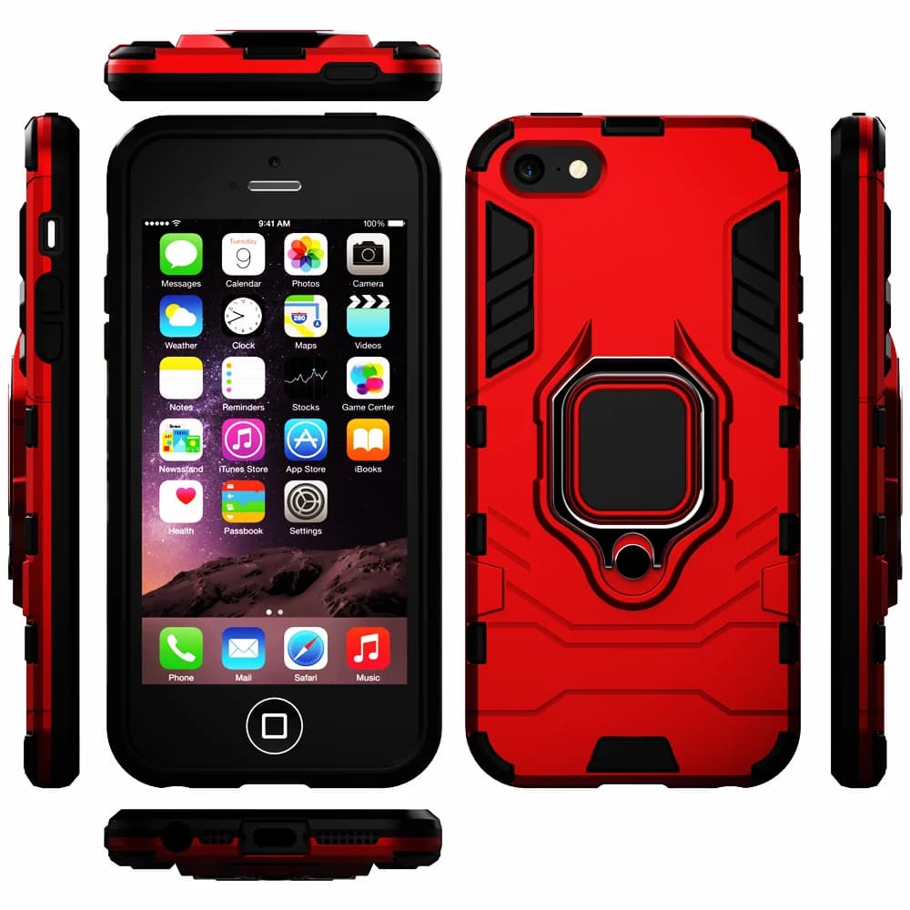 Coque de téléphone avec anneau de doigt pour iPhone 5, 5s, SE, armure magnétique, coque antichoc, 2016 pouces, 4.0