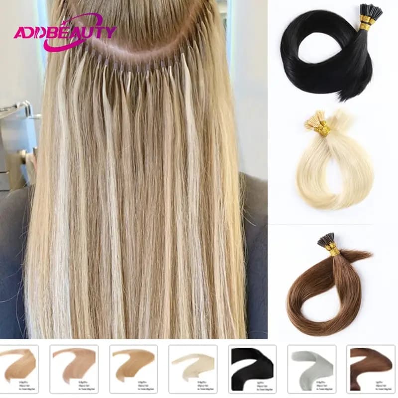 I Tip Extension de cheveux Extension de cheveux humains droites 0.8g/ 1g/brin 50 pièce/ensemble Capsule kératine Fusion naturelle Extension de cheveux humains
