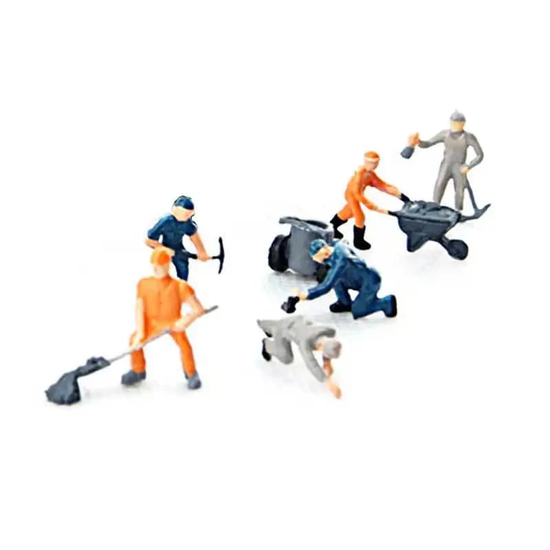 25 figurines de personnel de plateforme de gare ferroviaire peintes à l'échelle 1:87 avec échelle et seau pour diorama de train miniature